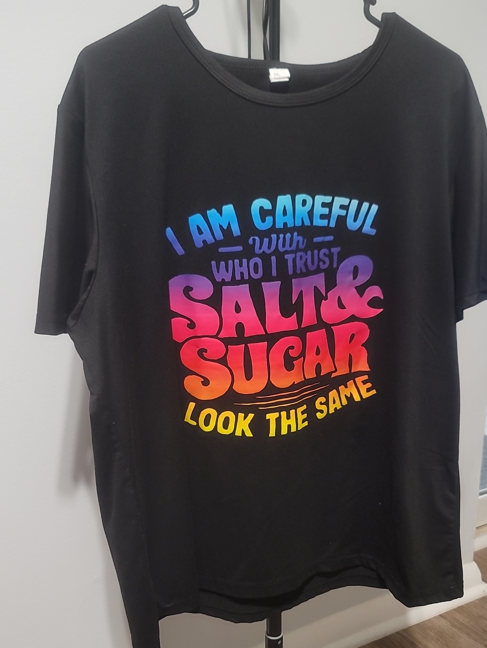 Black Woman Graphic Tee with Multicolor 'Salt & Sugar' Print